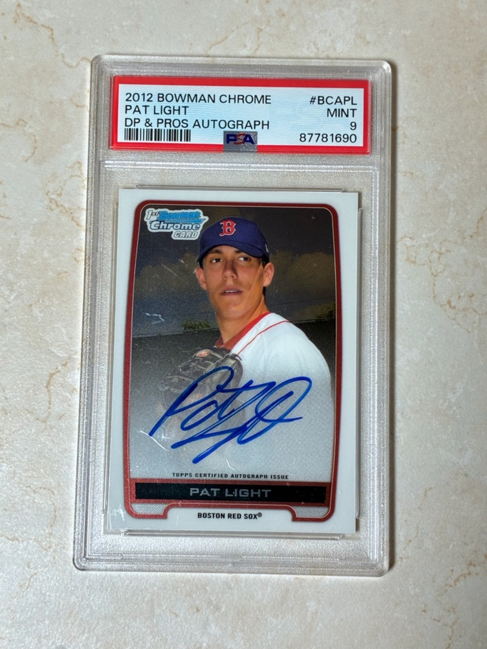 Pat Light autographed 1st Bowman Chrome card